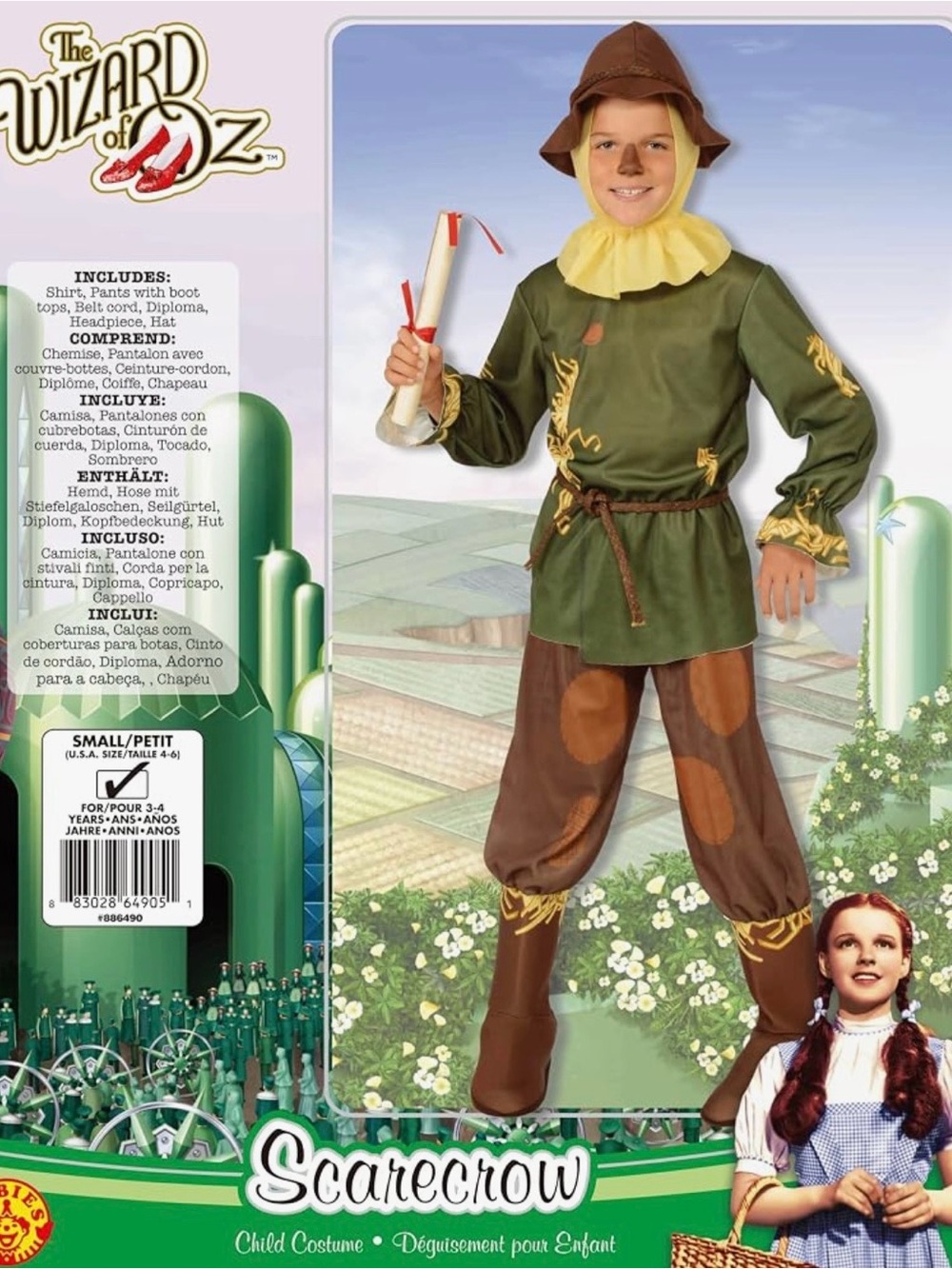 Wizard of Oz Halloween Sensations Scarecrow Costume (75th Anniversary Edition) S - Picture 2 of 2